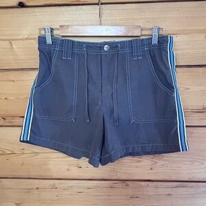 St Johns Bay Athletic Shorts Small Gray Blue Stripe Casual Beach Volleyball Runn